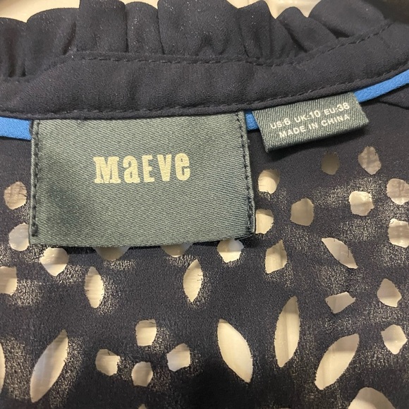 NWOT Anthropologie Luca Tie-Neck Blouse, by Maeve - Navy Size 6 - Picture 9 of 9